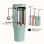 PickSip 40 Insulated Tumbler With Top Handle Coastal Malibu Blue 1200ml