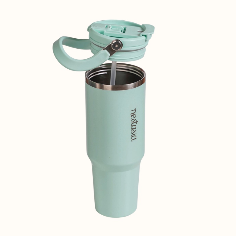 PickSip 40 Insulated Tumbler With Top Handle Coastal Malibu Blue 1200ml