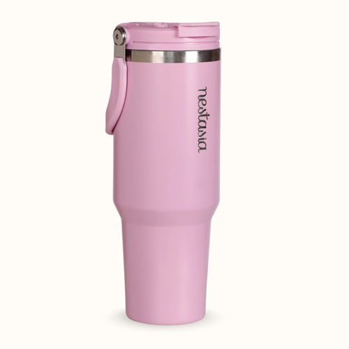 PickSip 40 Insulated Tumbler With Top Handle Quartz Cloud Pink 1200ml