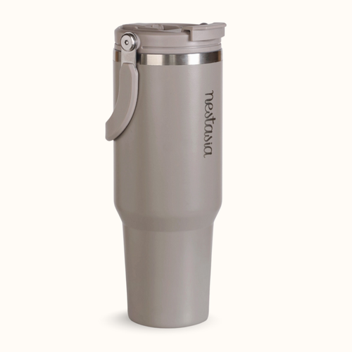 PickSip 40 Insulated Tumbler With Top Handle Urban Greige 1200ml