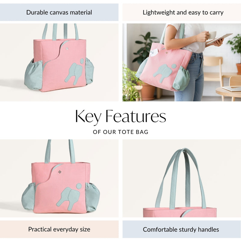 Pickleball Canvas Tote Handbag