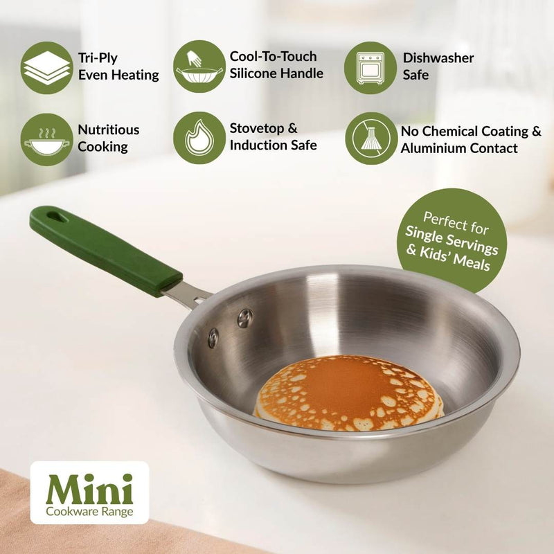 Pico Mini Triply Steel Fry Pan With Silicone Handle 900ml