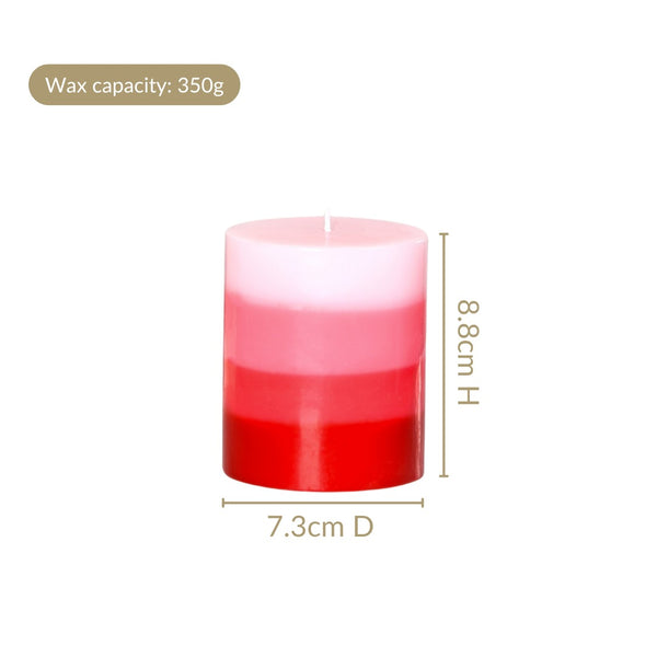 Layered Pillar Candle Red And Pink