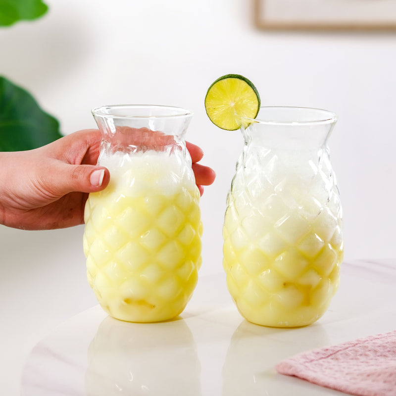 Pineapple Drinking Glass Set Of 2 500ml