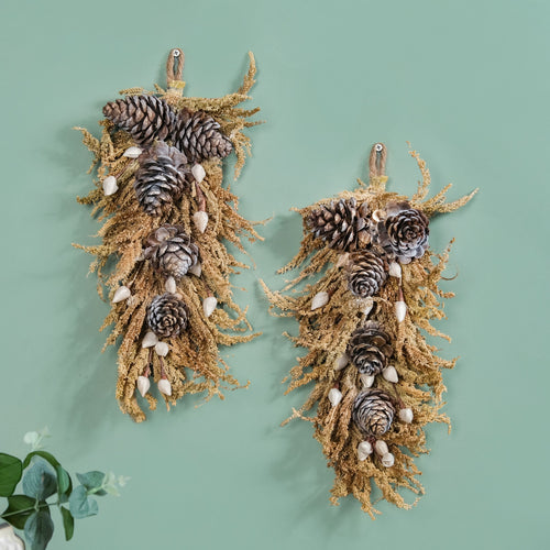 Pinecone Organic Handmade Wall Hanging Set Of 2