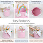 Pink Basket With Rainbow Handles