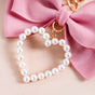 Pink Bow And Pearl Heart Cute Keychain