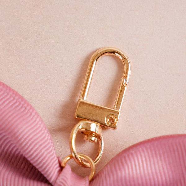 Pink Bow And Pearl Heart Cute Keychain