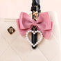 Pink Bow And Pearl Heart Cute Keychain