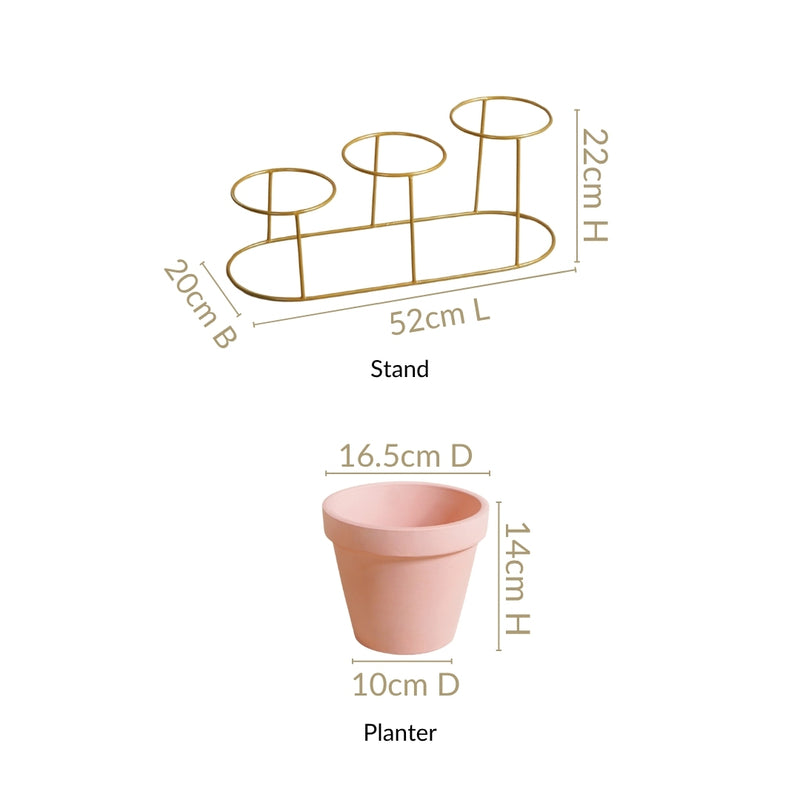 Pink Cascade 3 Tier Planter And Stand Set