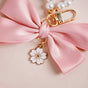 Pink Fantasy Bow Keyring With Pearls