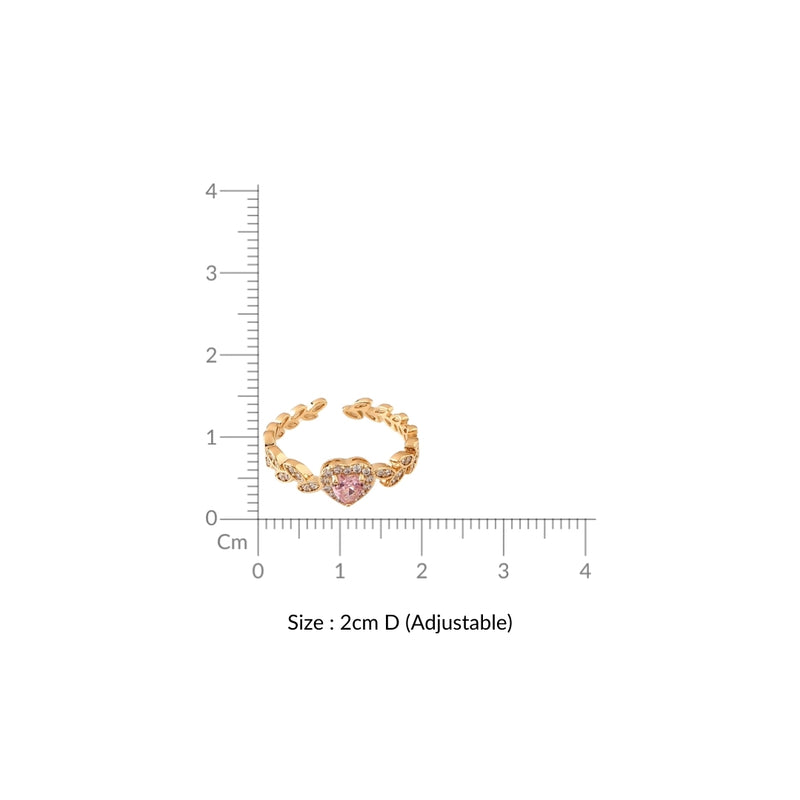 Pink Heart Laurel Wreath Gold Ring