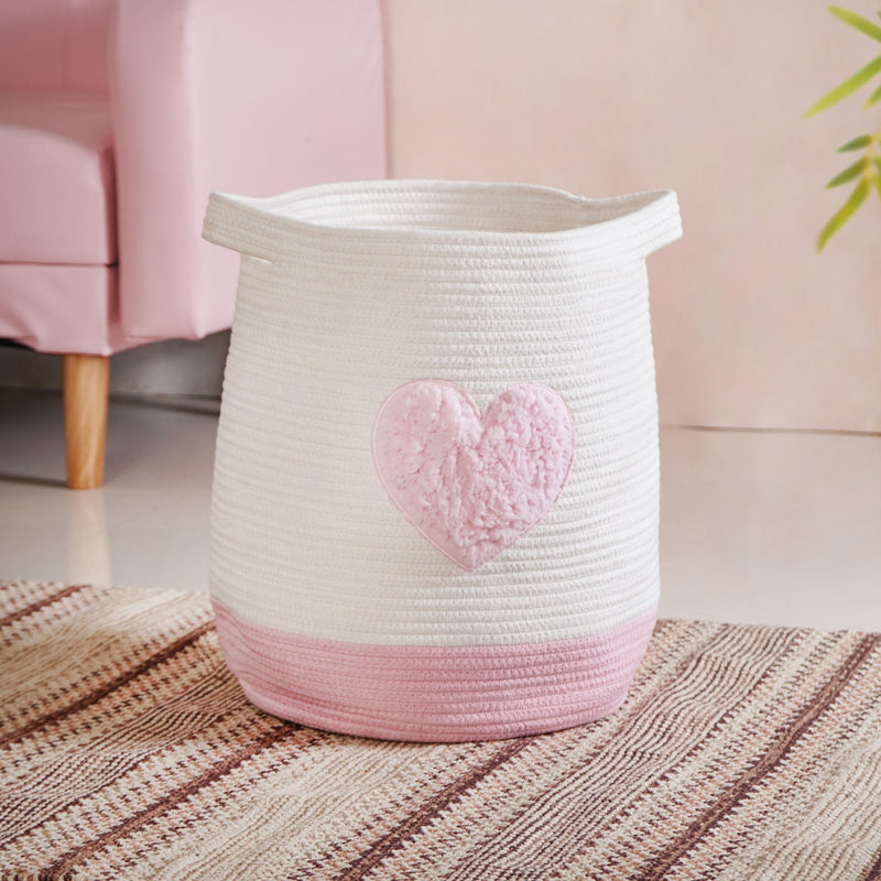 Pink Heart Toy Basket