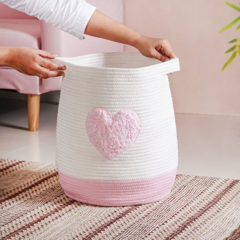 Pink Heart Toy Basket
