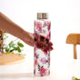 Pink Lotus Borosilicate Glass Leakproof Water Bottle 1000ml