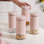 Pink Metal And Glass Container Set Of 4 1000ml