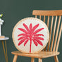 Pink Palm Embroidered Cotton Cushion Cover 45cm
