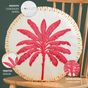 Pink Palm Embroidered Cotton Cushion Cover 45cm
