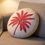 Pink Palm Embroidered Cotton Cushion Cover 45cm