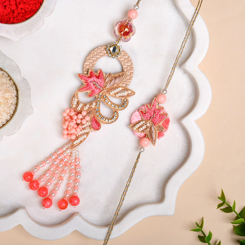 Pink Petal Rakhi Lumba Gift Set