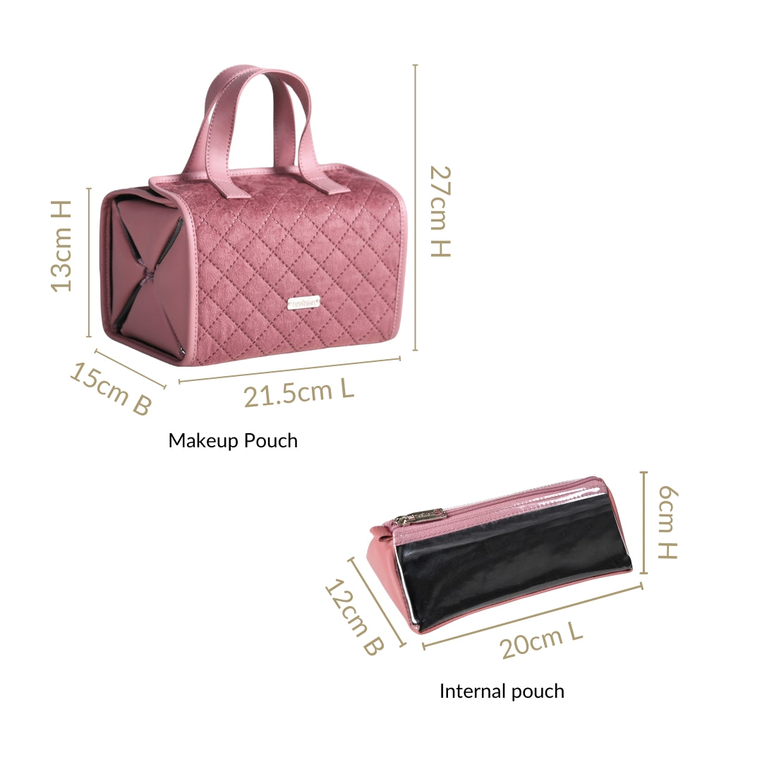 Roll Up Pink Vanity Makeup Pouch Online - Premium Vanity Pouch