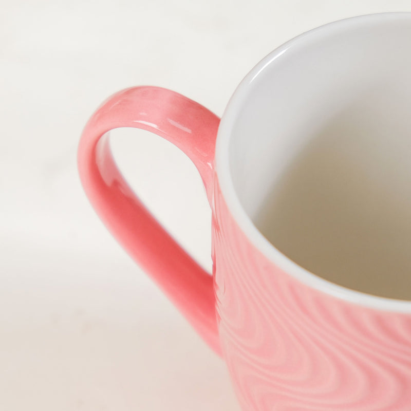 Pink Waves Texture Mug Set Of 6 230ml - Tea cups, tea cup set, ceramic tea cups, printed tea cups, coffee mugs, coffee cups, pink mugs