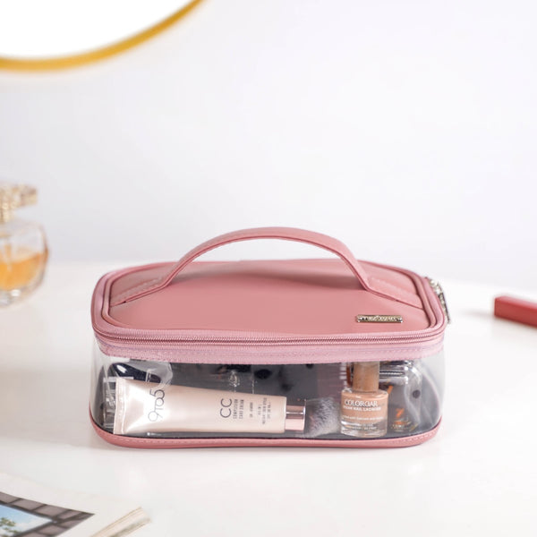Chic Vegan Leather Toiletry Pouch Pink