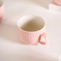 Pink Embossed Cappuccino Cup Set of 4 Large 490ml - Coffee mugs, coffee mug set, ceramic coffee mugs, cappuccino cup