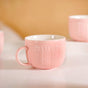 Pink Embossed Cappuccino Cup Set of 4 Large 490ml - Coffee mugs, coffee mug set, ceramic coffee mugs, cappuccino cup