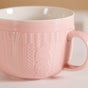 Pink Embossed Cappuccino Cup Set of 4 Large 490ml - Coffee mugs, coffee mug set, ceramic coffee mugs, cappuccino cup