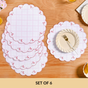 Pink Periwinkle Cotton Embroidered Table Mat Set Of 6