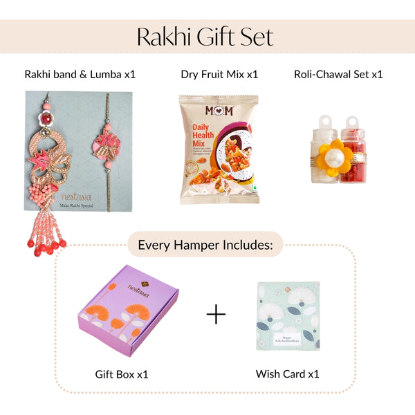 Pink Petal Rakhi Lumba Gift Set