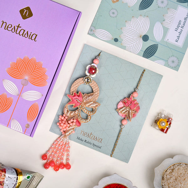 Pink Petal Rakhi Lumba Gift Set