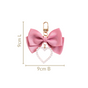 Pink Bow And Pearl Heart Cute Keychain