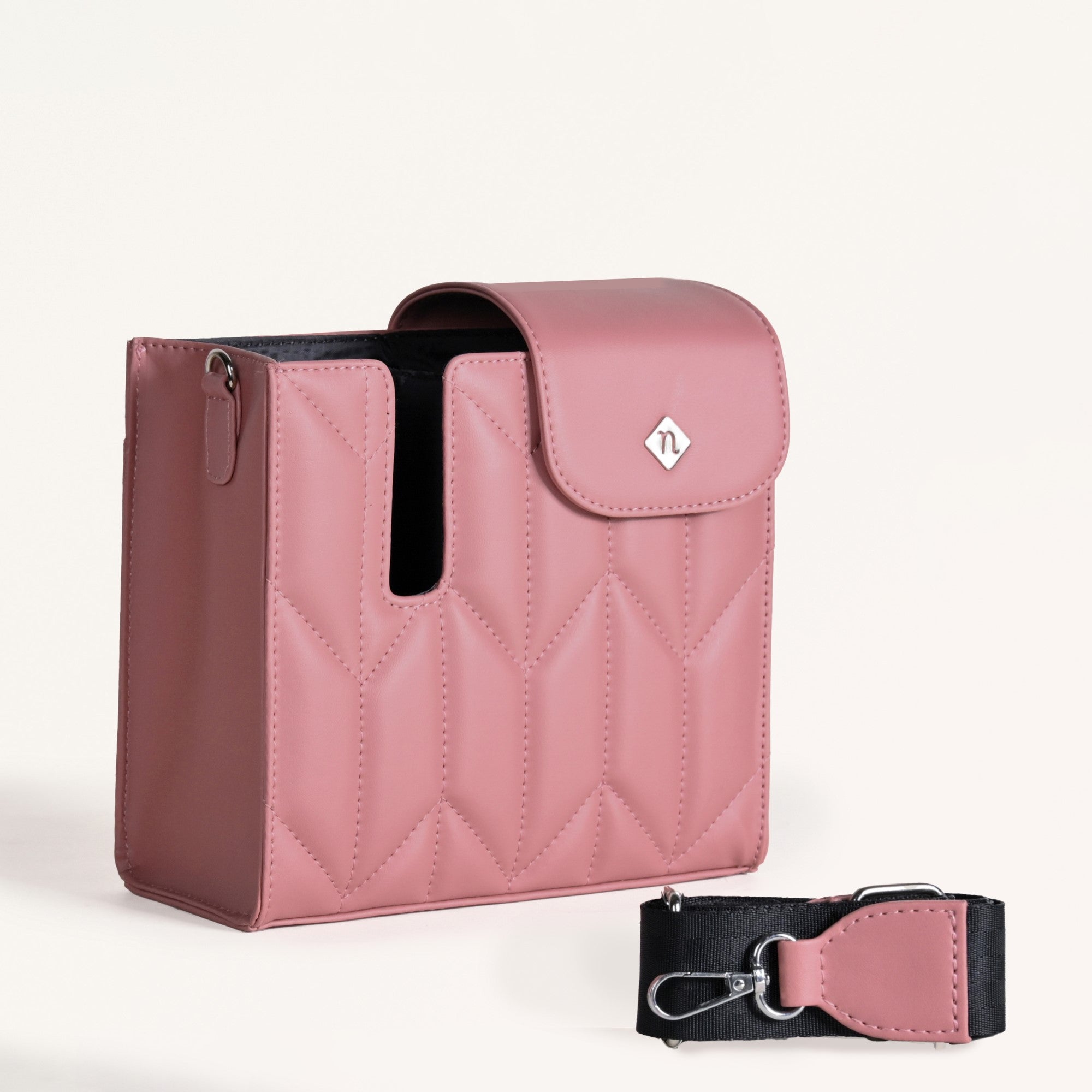 Pink Water Bottle Carrier Bag With Adjustable Strap