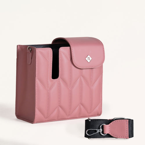 Pink Water Bottle Carrier Bag With Adjustable Strap