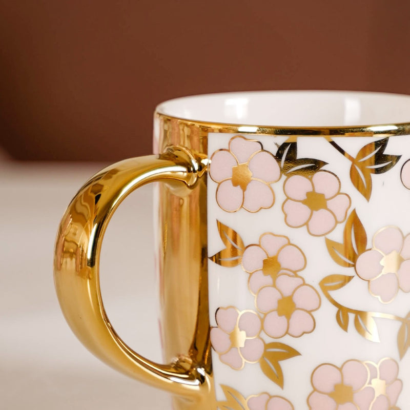 Luxury Pink Blossom Cup Set of 6 330ml - Coffee mugs, coffee mug set, ceramic coffee mugs, tea cup set, tea cups, printed mugs