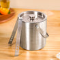 Pinstripe Stainless Steel Ice Bucket With Tongs 2000ml