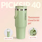 PickSip 40 Insulated Tumbler Bottle With Top Handle Pistachio Cream Green 1200ml