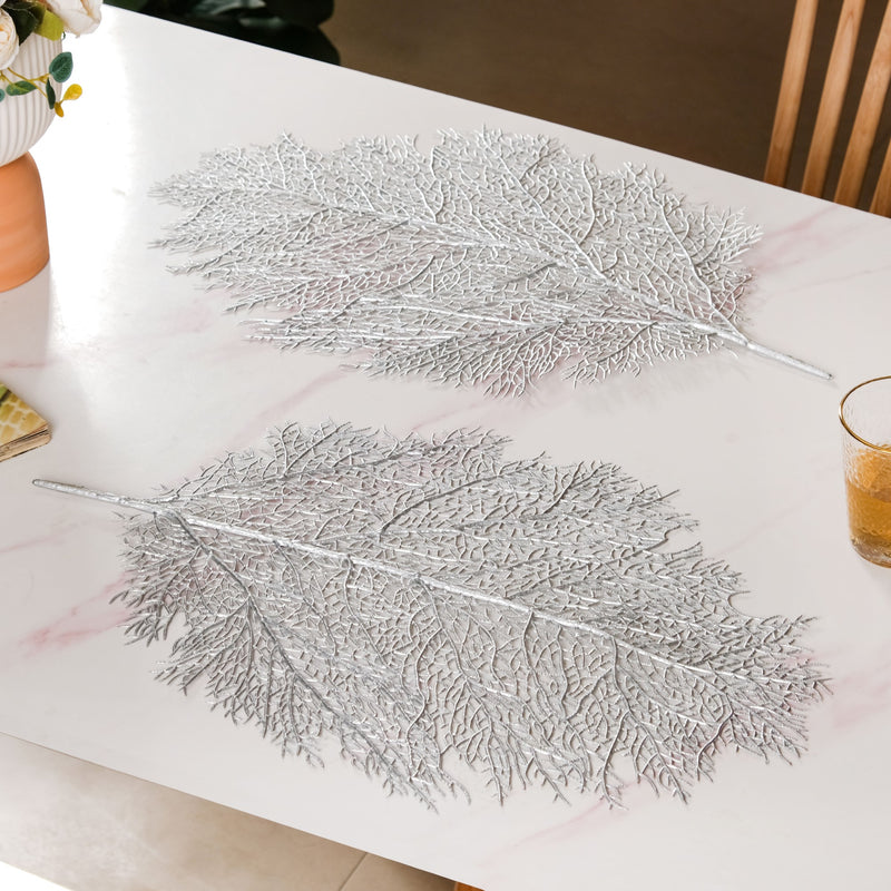 Leaf Shaped Silver Table Mat Set Of 6