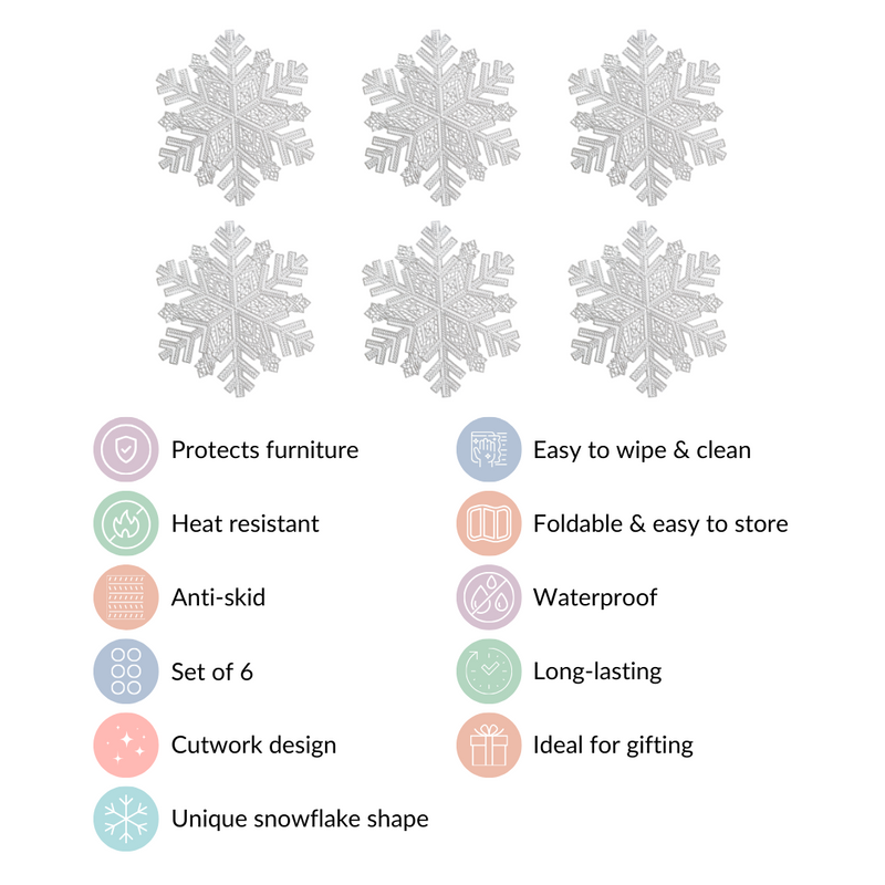 Silver Snowflake Tablemat Set Of 6