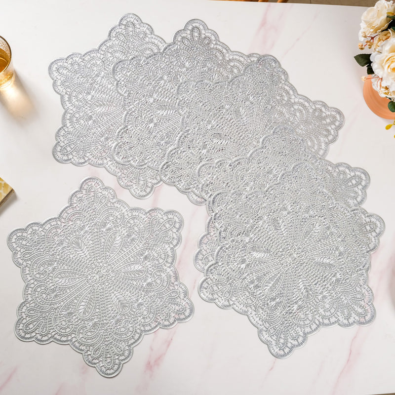 Snowflake Table Mat Silver Set Of 6