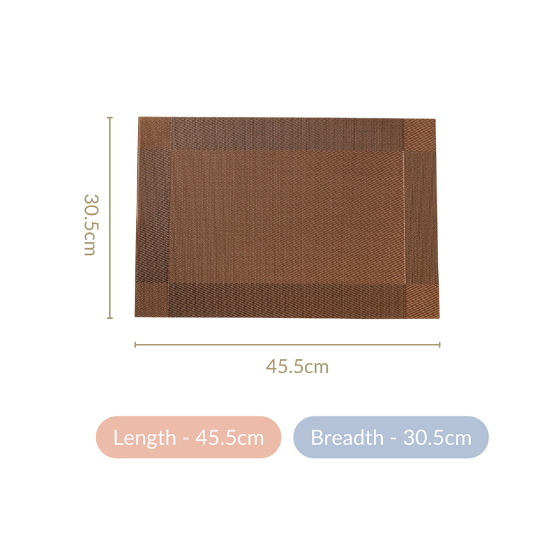 Textured Reversible Table Mat Brown Set Of 6