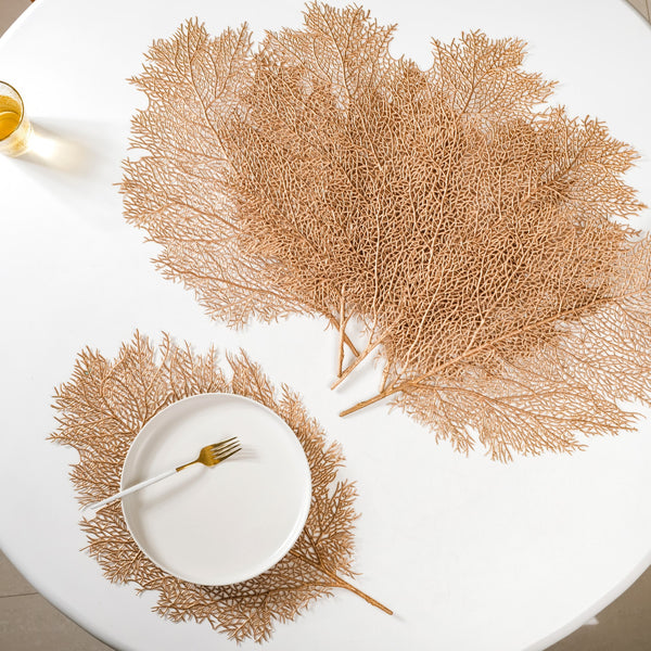 Leaf Shaped Gold Table Mat Set Of 6