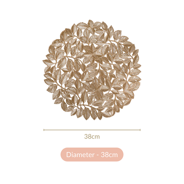 Round Gold Leaf Waterproof Placemat Set Of 6