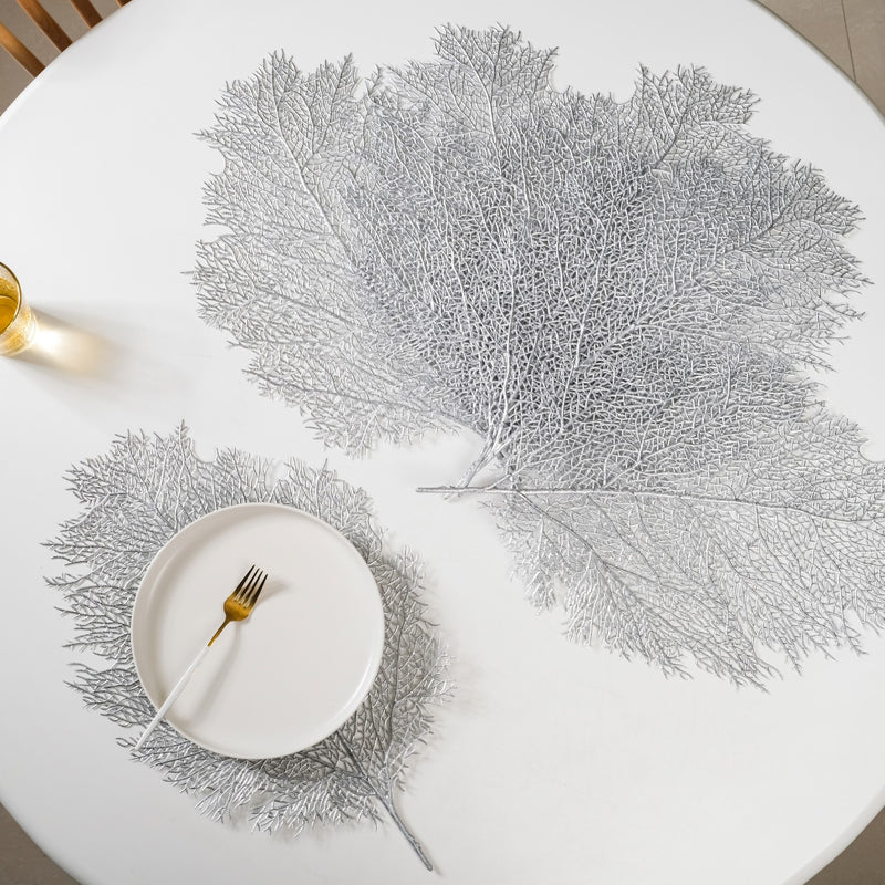 Leaf Shaped Silver Table Mat Set Of 6