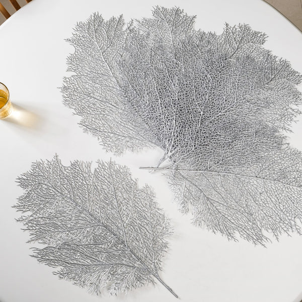 Leaf Shaped Silver Table Mat Set Of 6
