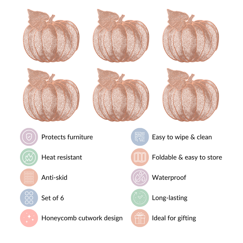 Pumpkin Rose Gold Tablemat Set Of 6