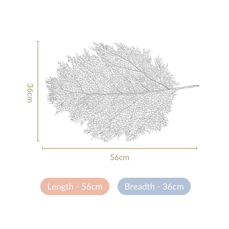 Leaf Shaped Silver Table Mat Set Of 6