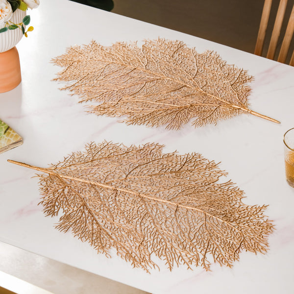 Rose Gold Leaf Table Mat Set Of 6